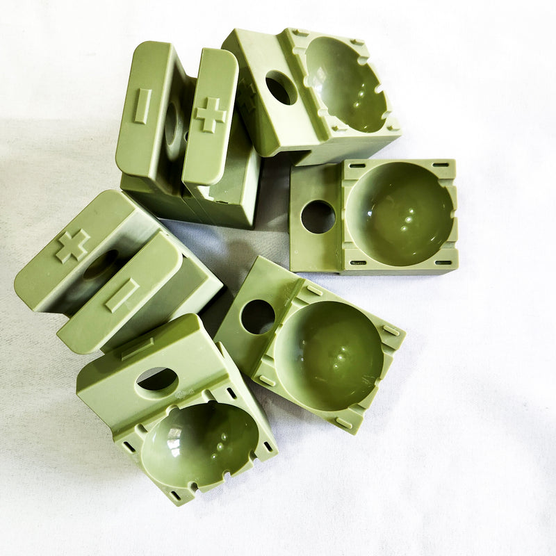 A picture of the green silicone ice molds for the 60mm sphere.