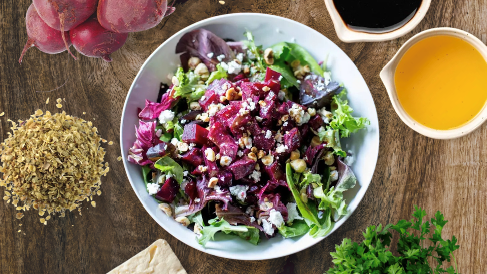 Balsamic Garlic Feta Beets