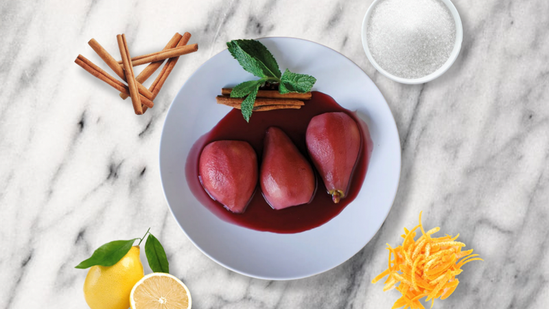 Boozy Poached Pears