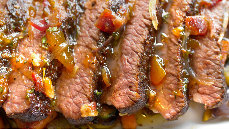 Beef Brisket with Bourbon and Bacon Peach Glaze