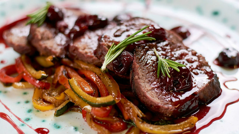 Leg of Lamb Steaks with Cherry Compote