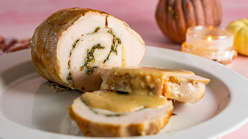 Sous Vide Turkey Breast with Herby Filling