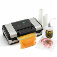 Vacuum sealer with food packaging on a white background