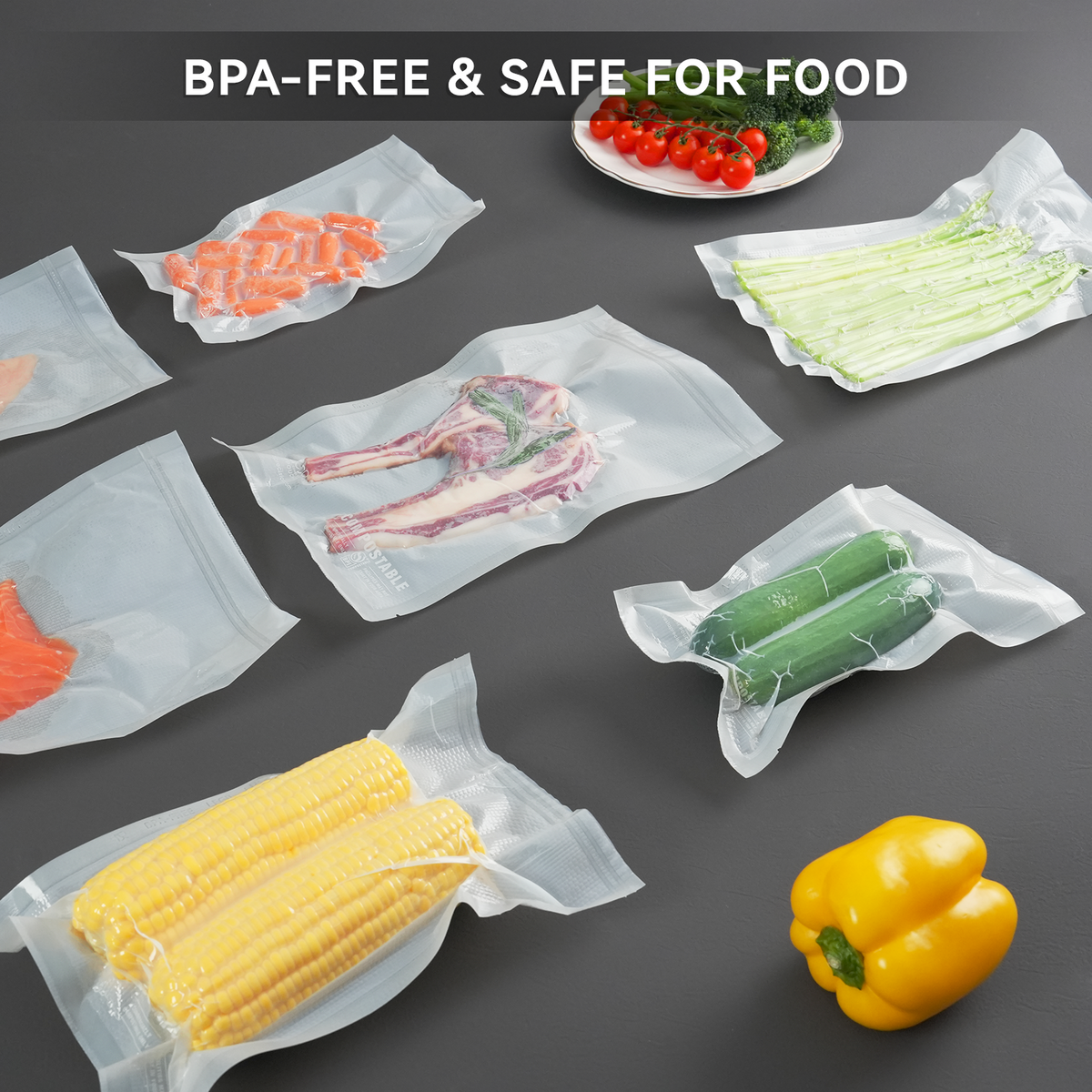 An infographic stating the bags are BPA-free and safe for food contact.