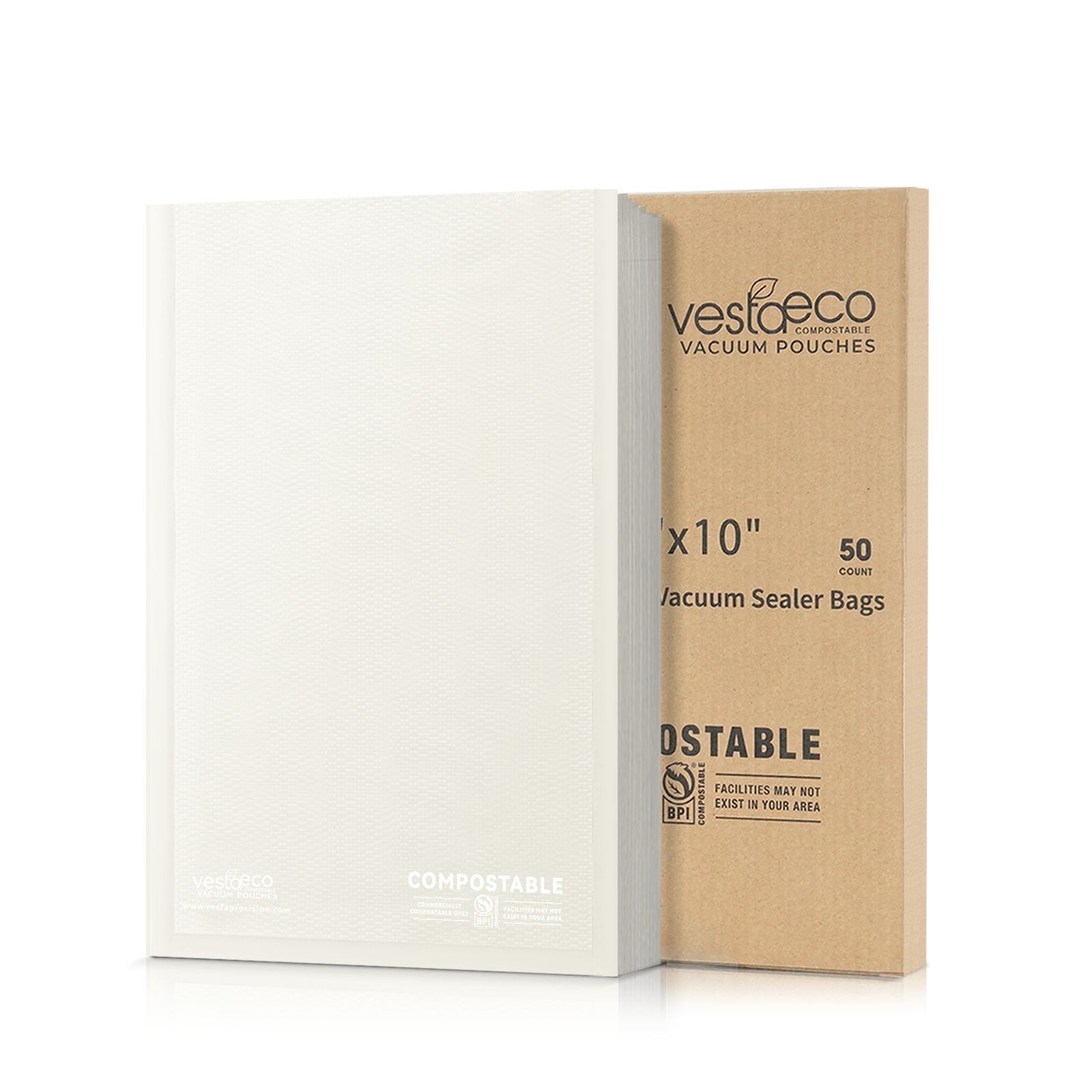 VestaEco Compostable Vacuum Seal Bags - Embossed - 50 Bags