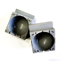 A picture of the grey silicone 75mm sphere mold halves. 