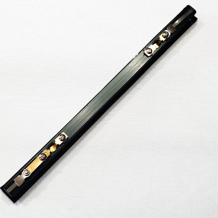 A picture of the seal bar for the V30 Chamber Vac Elite, a black thin rectangular bar with the brass contacts visible on the underside of the bar.