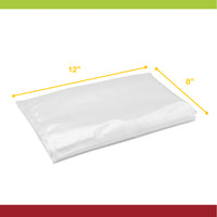 A picture showing the bag dimensions of 8 inches wide by 12 inches long.