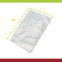 An infographic showing the bag's dimensions - 11 inches wide by 16 inches long.