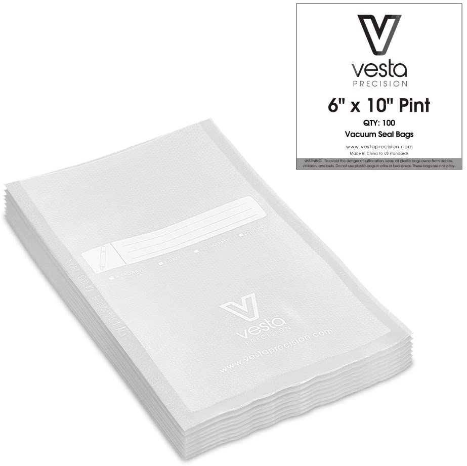 100 Count - 6x10 Pre-Cut Small Vacuum Seal Bags - Pint Size