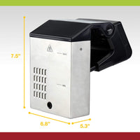 An infographic showing the SV91 Imersa pro dimensions - 7.5 inches tall by 6.8 inches wide by 5.3 inches deep. 