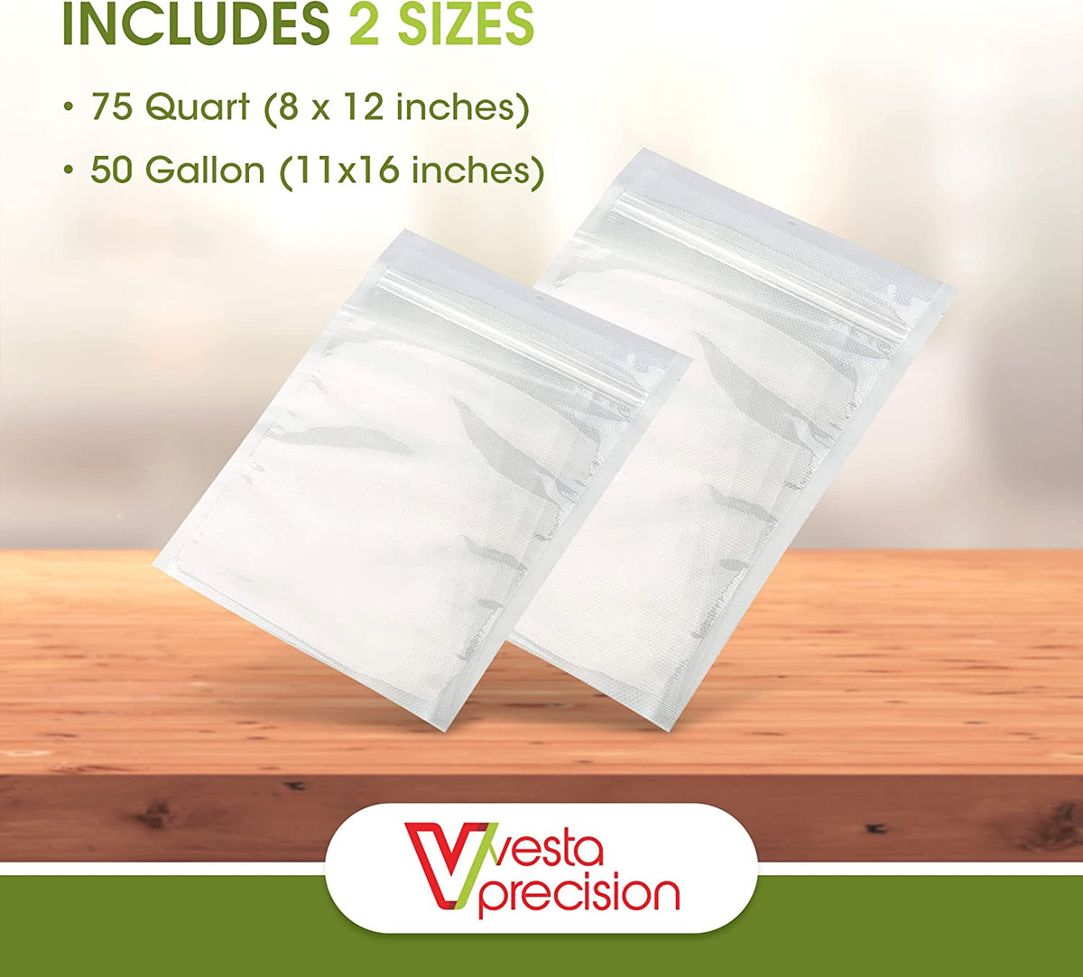 Vacuum Seal Bags, Zippered, Gal., 12-Ct.