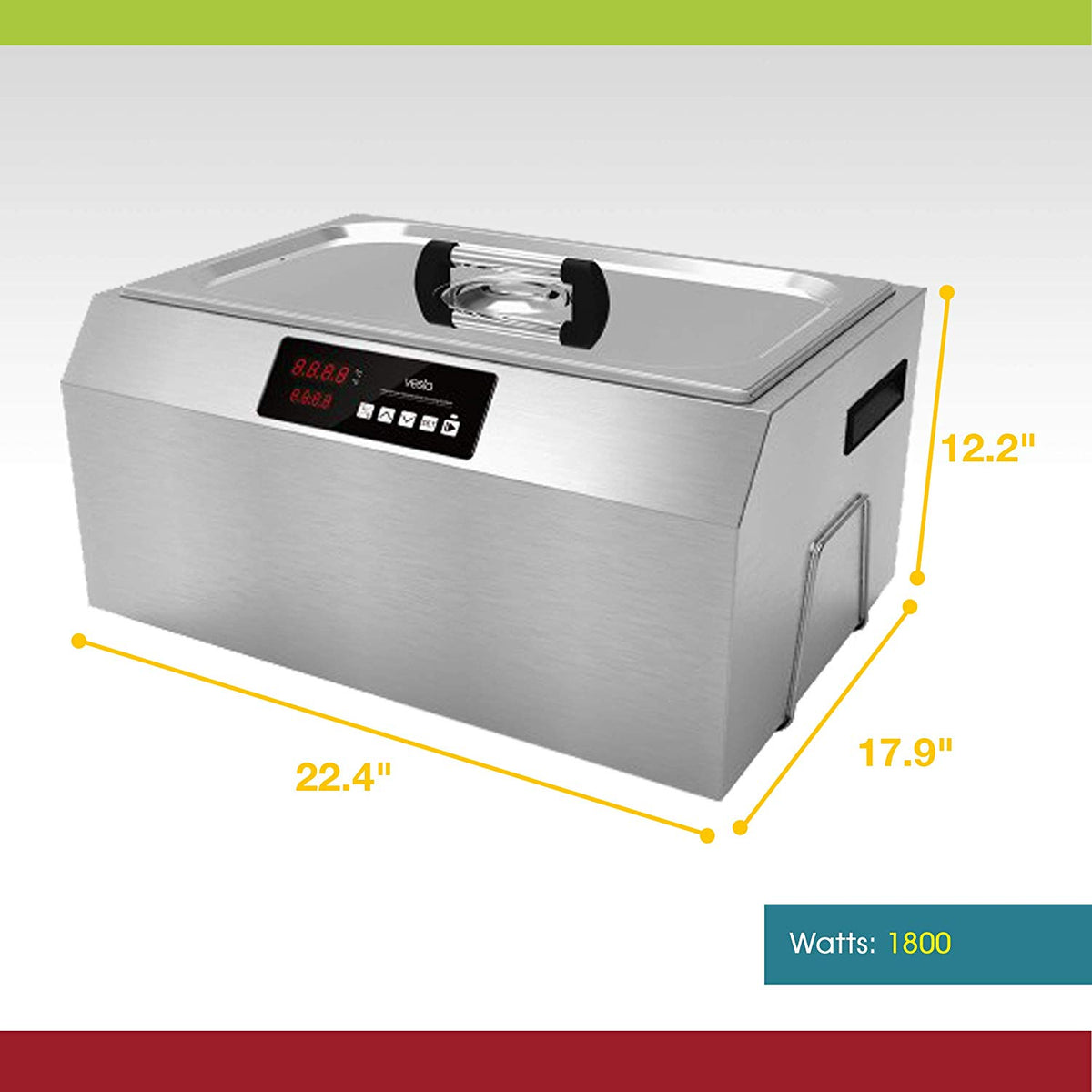 An infographic showing the SV251 Perfecta pro dimensions - 22.4 inches wide by 17.9 inches deep by 12.2 inches tall. 