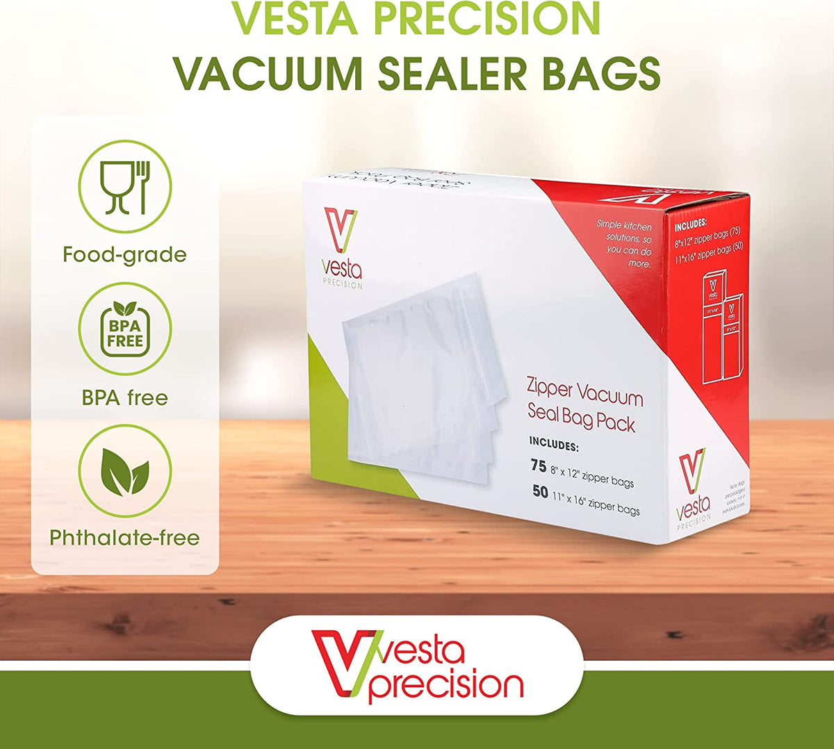 50 Vacuum Sealer Zipper Quart Sized Bags (8 x 12')