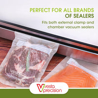 An infographic that states these bags can be used with other vacuum sealers. 