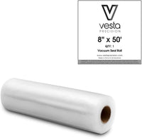 A picture of one 8-inch by 50 foot embossed vacuum seal roll.