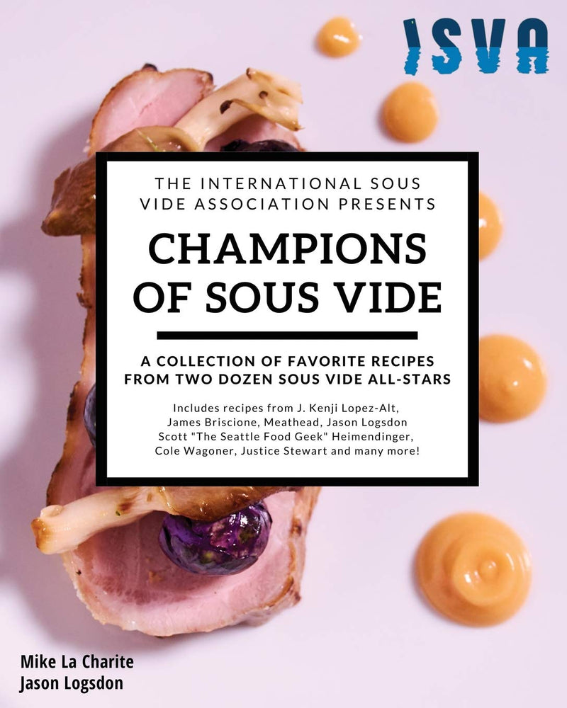 The front cover of the book - Champions of Sous Vide. 
