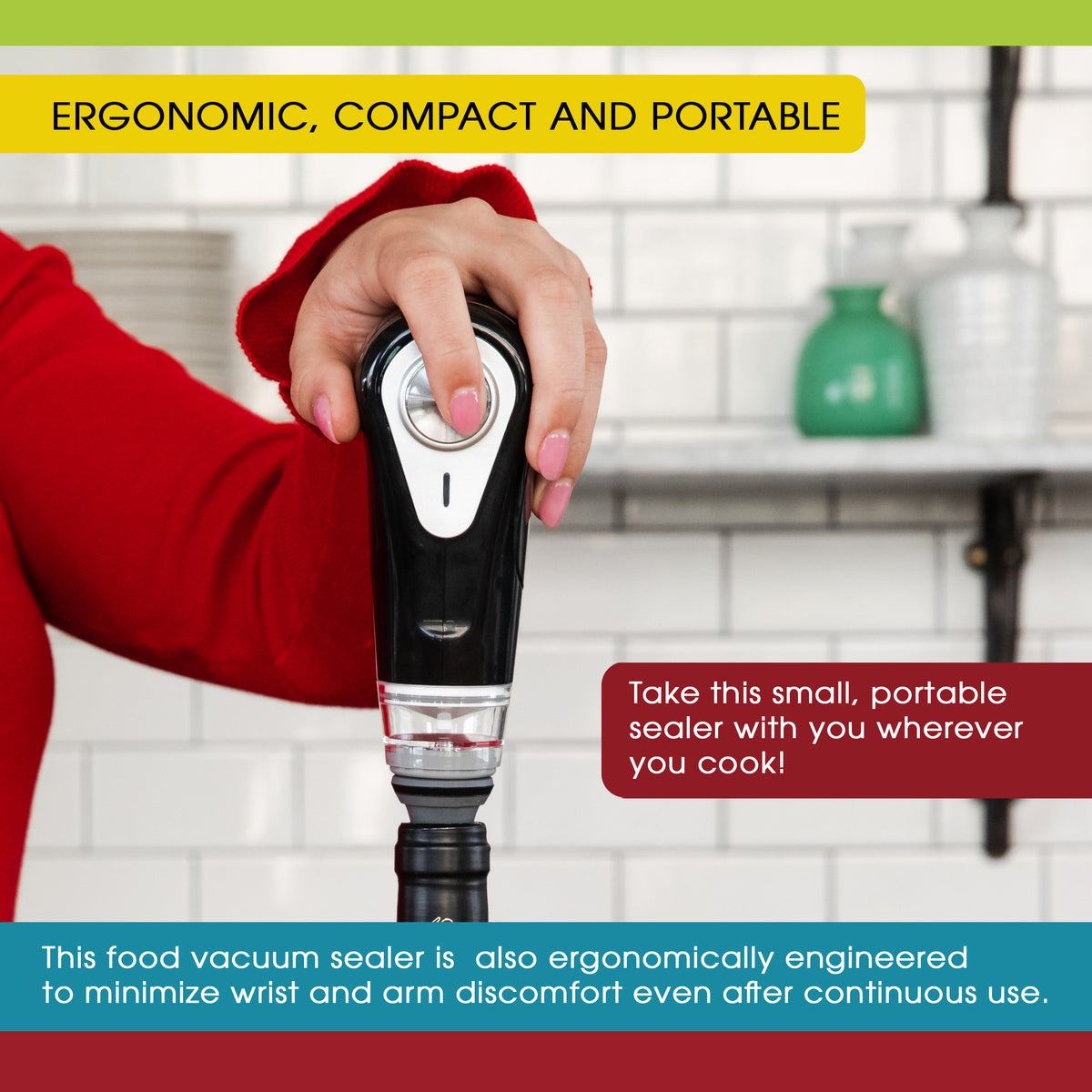 Preserver Bundle with Handheld Vac 'n Seal, 30 Bags in 2 Sizes, and 3 Bottle Stoppers