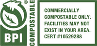 The BPI commercially compostable certificate icon for certificate # 10529288.