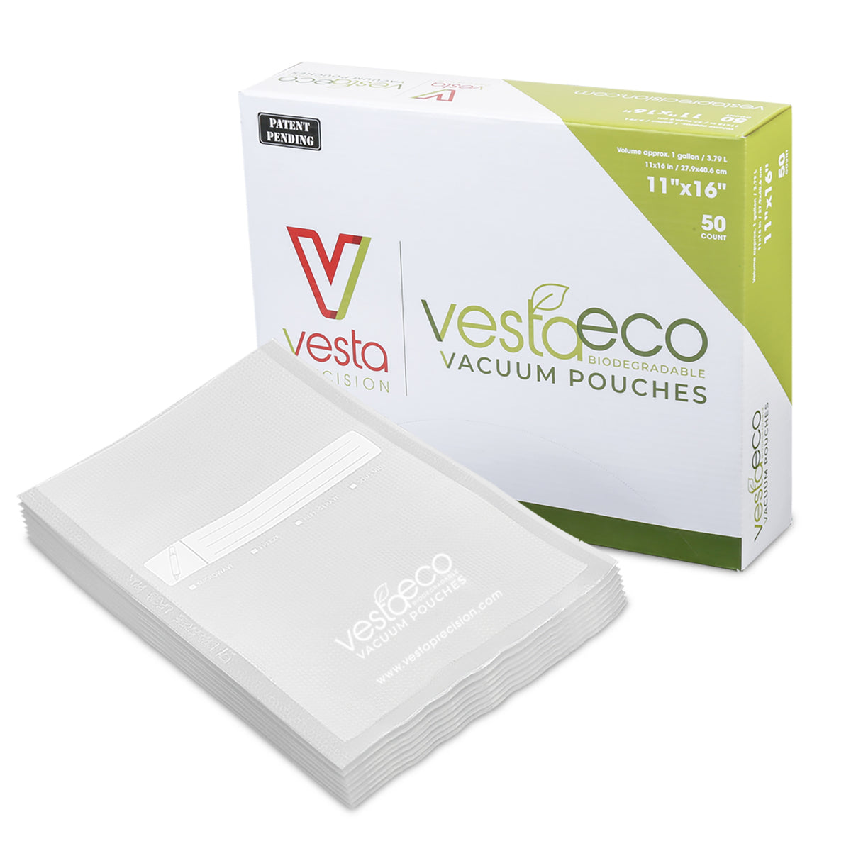 11 x 16 Gallon VestaEco Biodegradable Embossed Vacuum Sealer Bags - 50 Count