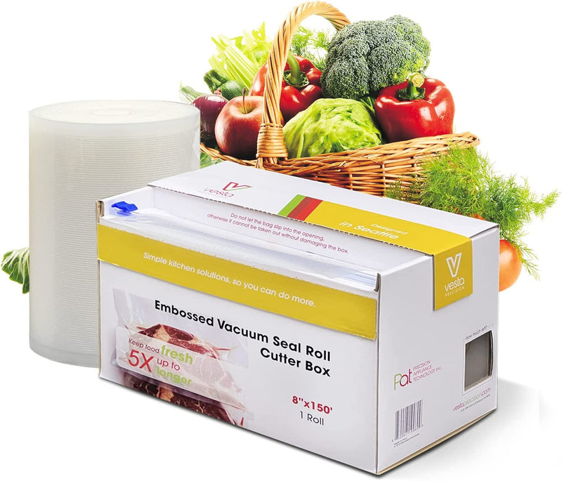 Vesta Precision Vacuum Seal Rolls | 8 inchx50' and 11 inchx50' 2 Pack | Clear and Embossed, Size: 8x50' & 11x50