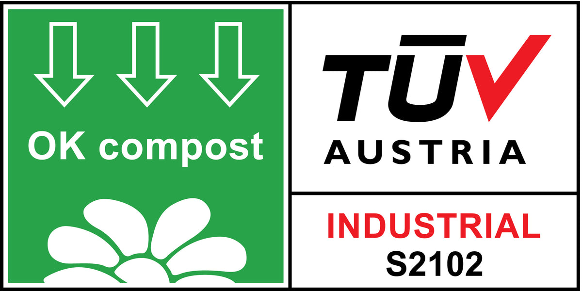 OKCompost industrial compostable certificate S2102 from TUV Austria.