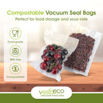 VestaEco Compostable Vacuum Seal Pouches - Flat