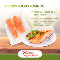 An infographic describing the features - extended freshness and no freezer burn
