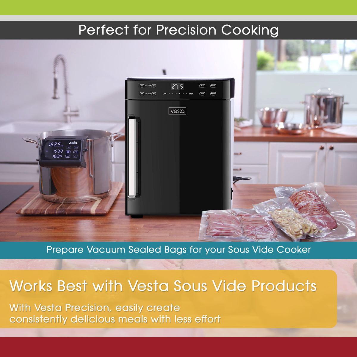 Vesta Precision Sous Vide Home Chef Kit - Imersa Elite, VAC 'n Seal Elite, and V